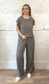 Pleated Cap Sleeve Top And Trouser Set