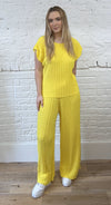 Pleated Cap Sleeve Top And Trouser Set