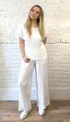 Pleated Cap Sleeve Top And Trouser Set