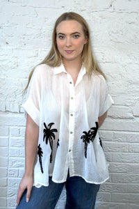 Sequin Detail Palm Tree Shirt