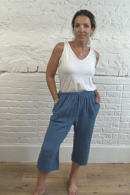 Dara Cheesecloth Cropped Trousers