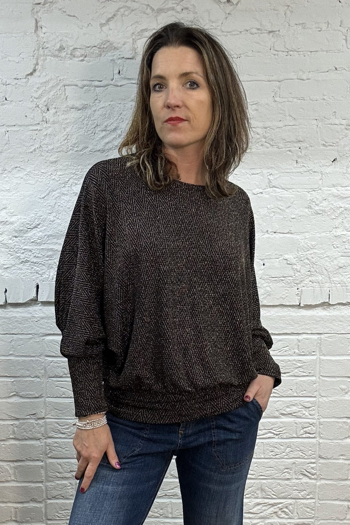 Elara Sparkle Batwing Top