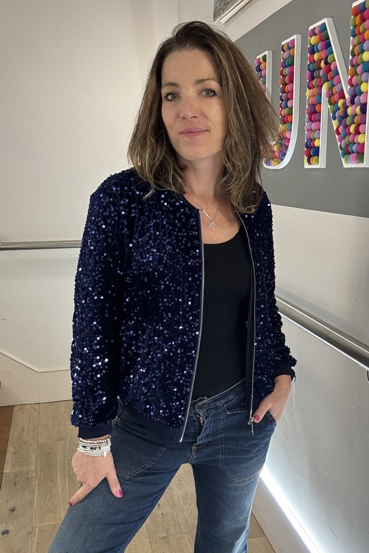 The Willa Sequin Bomber Jacket