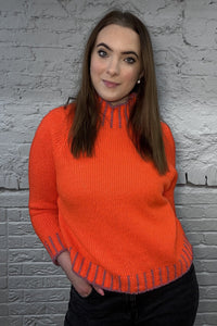 Funnel Neck Contrast Stitch Jumper