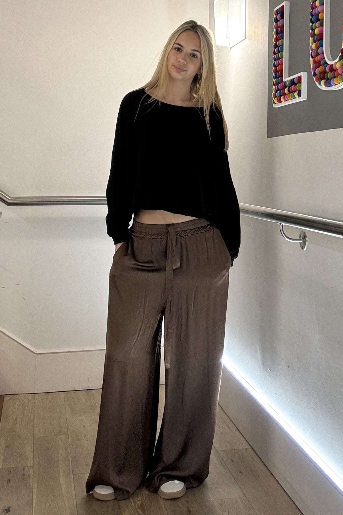 Wide Leg Satin Trousers
