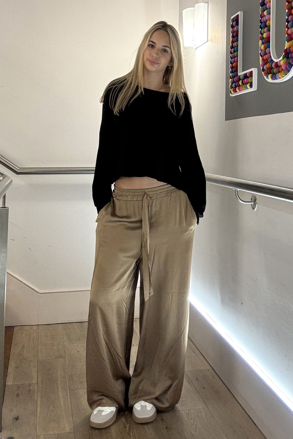 Wide Leg Satin Trousers