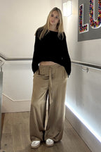 Wide Leg Satin Trousers