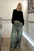Wide Leg Satin Trousers