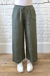 100% Linen Drawstring-Waist Trousers