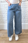 100% Linen Drawstring-Waist Trousers