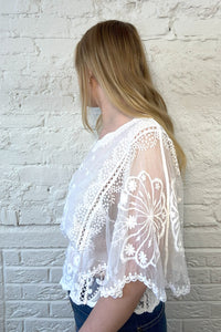 Embroidered Angel Sleeve Top