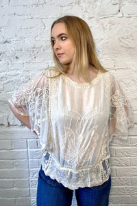 Embroidered Angel Sleeve Top