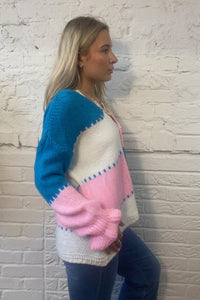 Patchwork Knit Cardigan