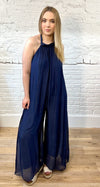 Silk Mix Halter Neck Jumpsuit