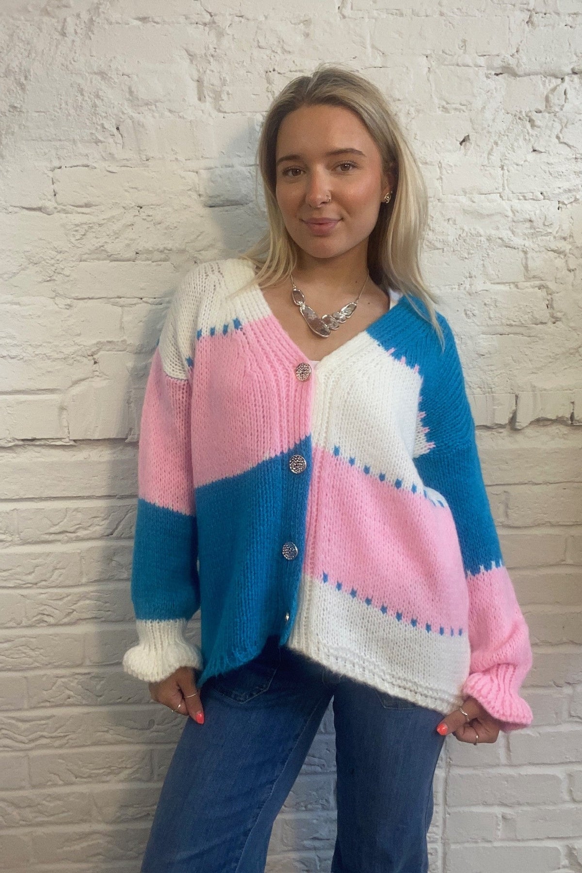 Patchwork Knit Cardigan