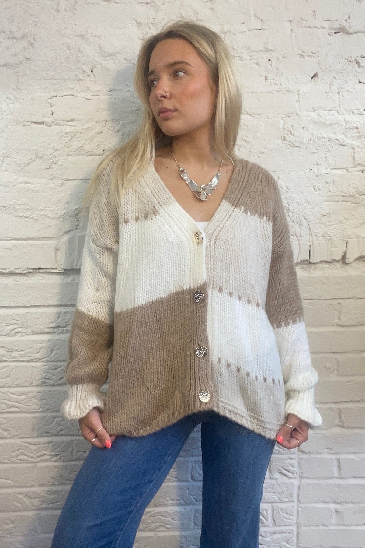 Patchwork Knit Cardigan