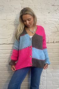 Patchwork Knit Cardigan