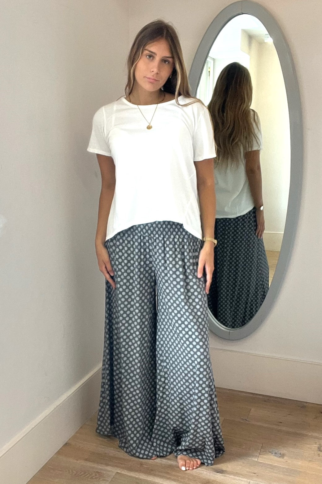 Circle Print Wide Leg Trouser