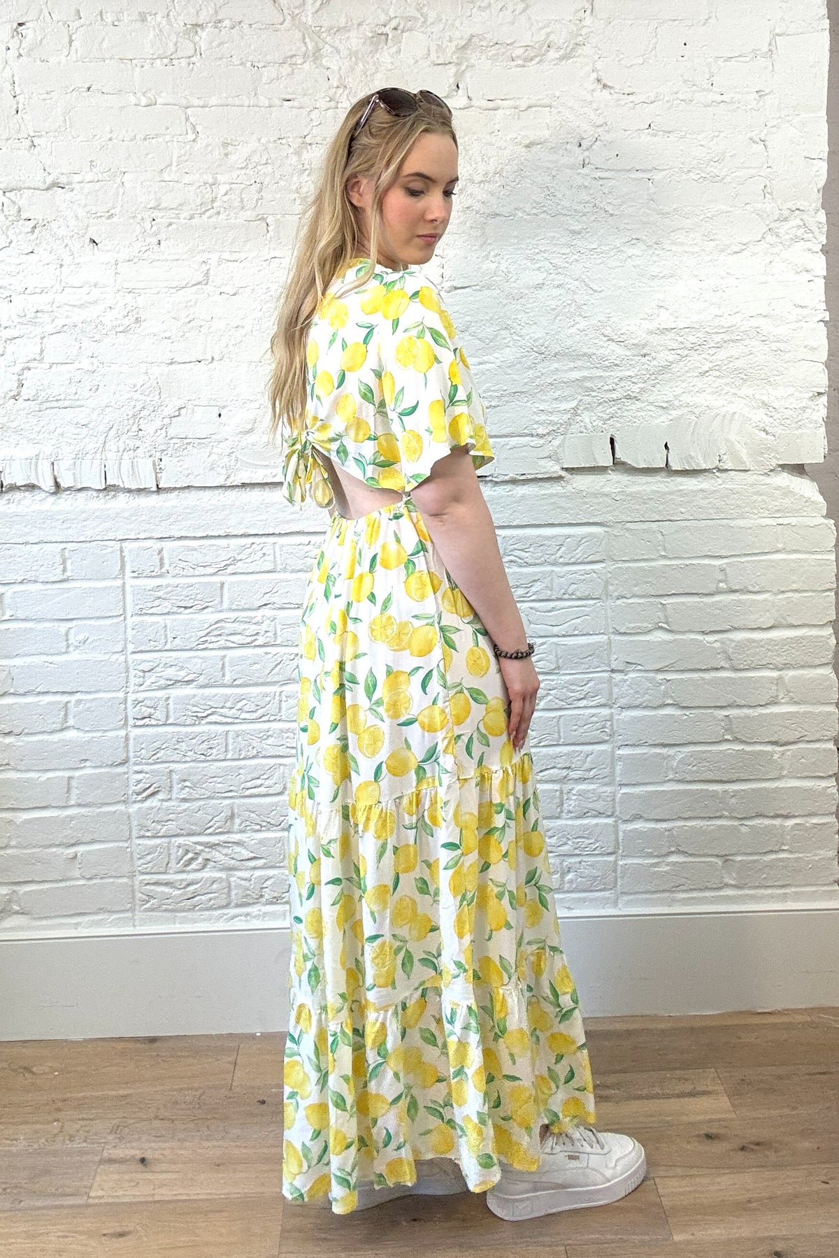 Lemon Open Back Maxi Dress