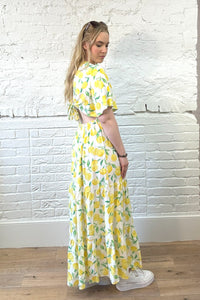 Lemon Open Back Maxi Dress