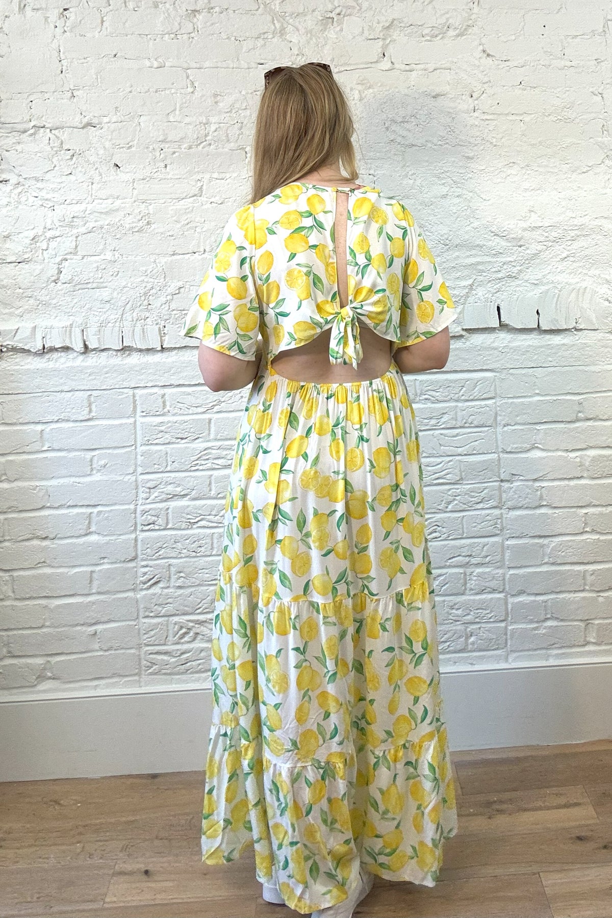 Lemon Open Back Maxi Dress