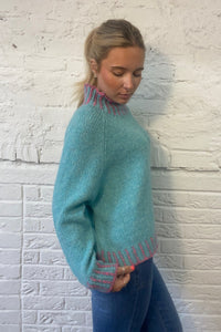 Funnel Neck Contrast Stitch Jumper