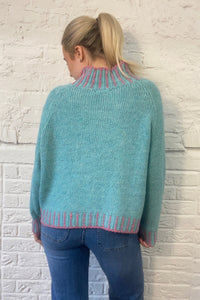 Funnel Neck Contrast Stitch Jumper