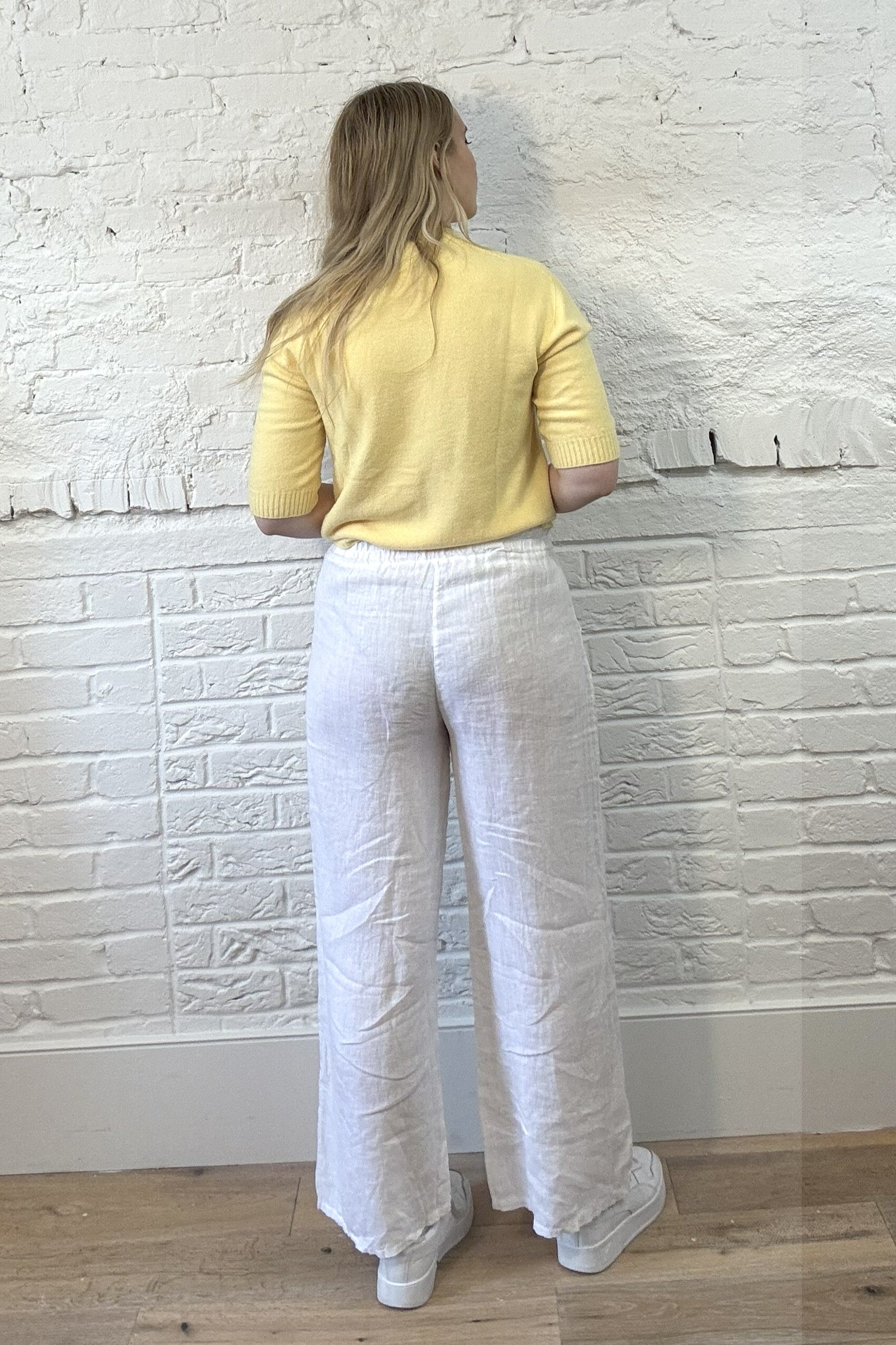 100% Linen Drawstring-Waist Trousers