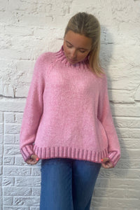 Funnel Neck Contrast Stitch Jumper