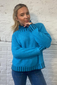 Funnel Neck Contrast Stitch Jumper