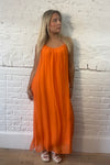 Long Silk Mix Overlay Slip Dress