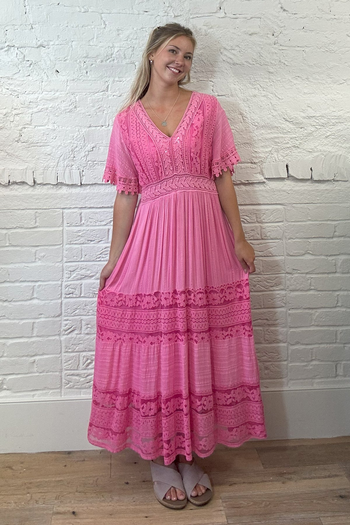 Embroidery Lace & Sequin Maxi Dress