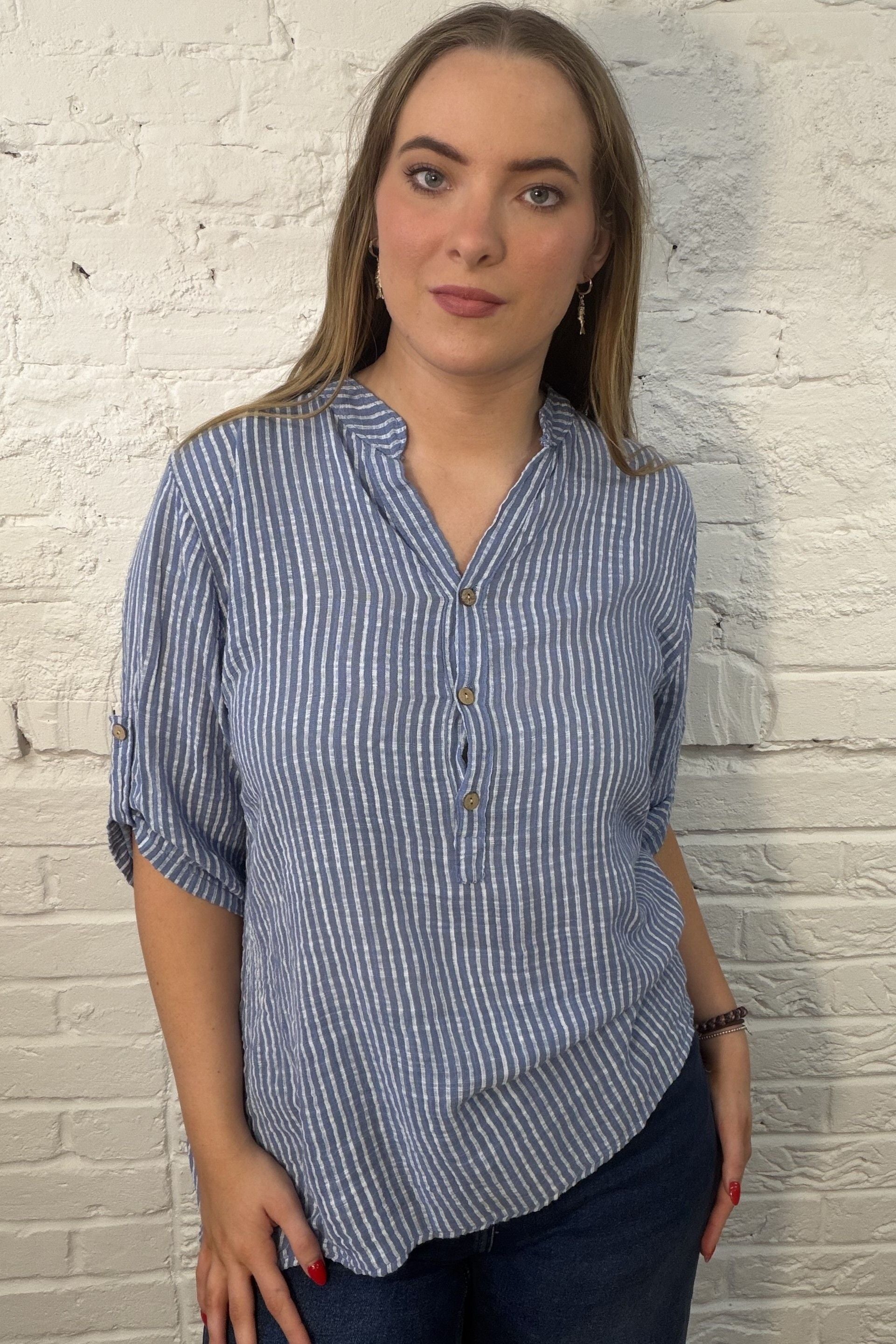 Masie Button Front Top