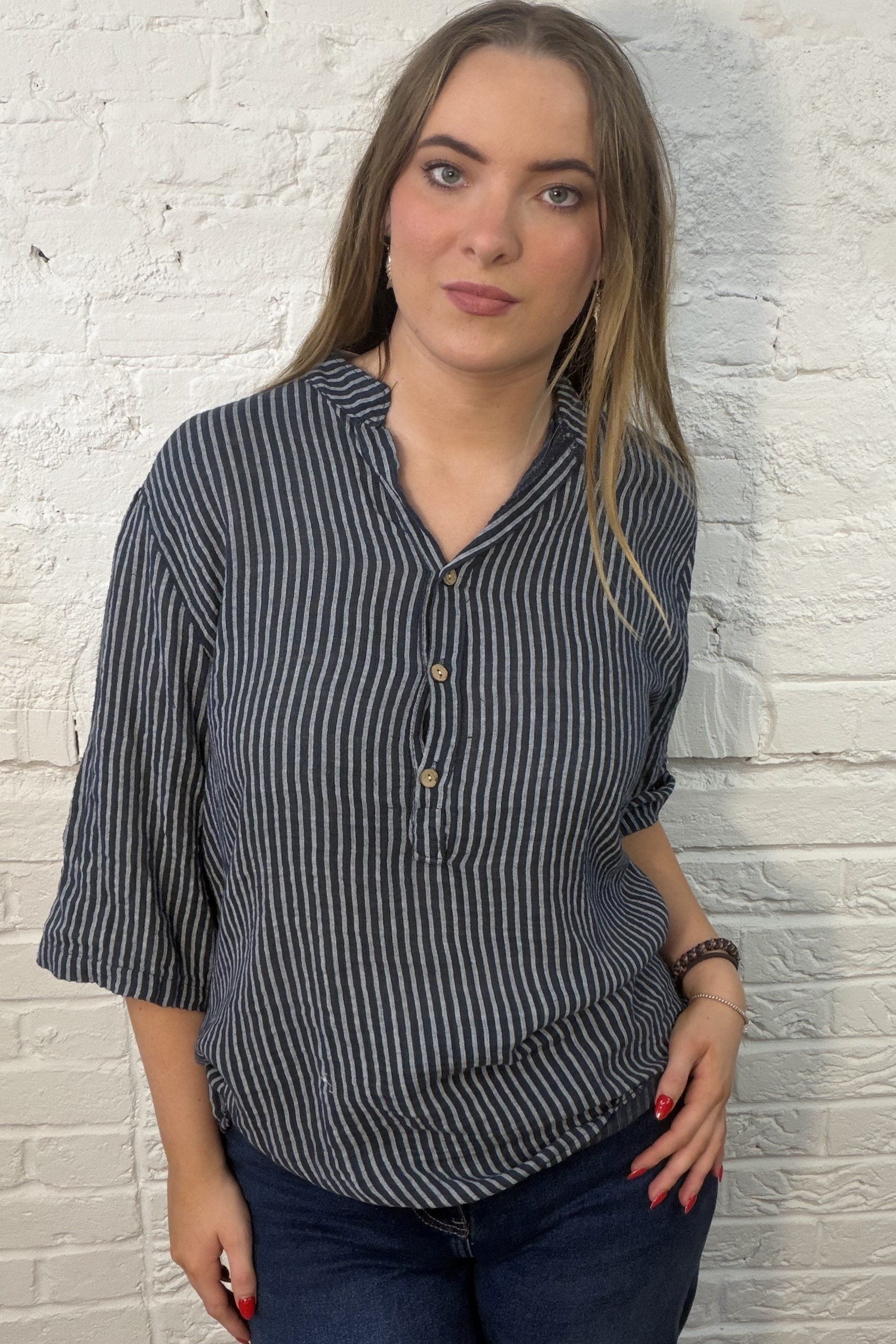 Masie Button Front Top