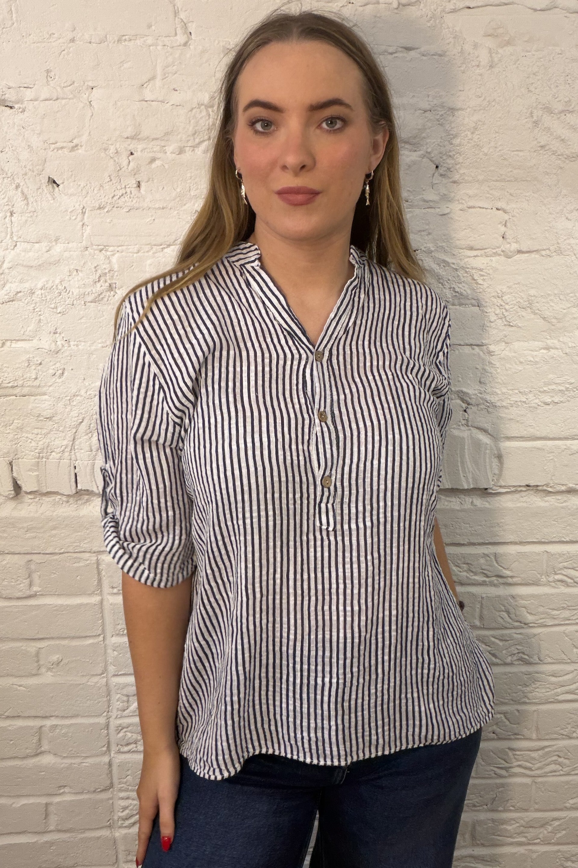 Masie Button Front Top