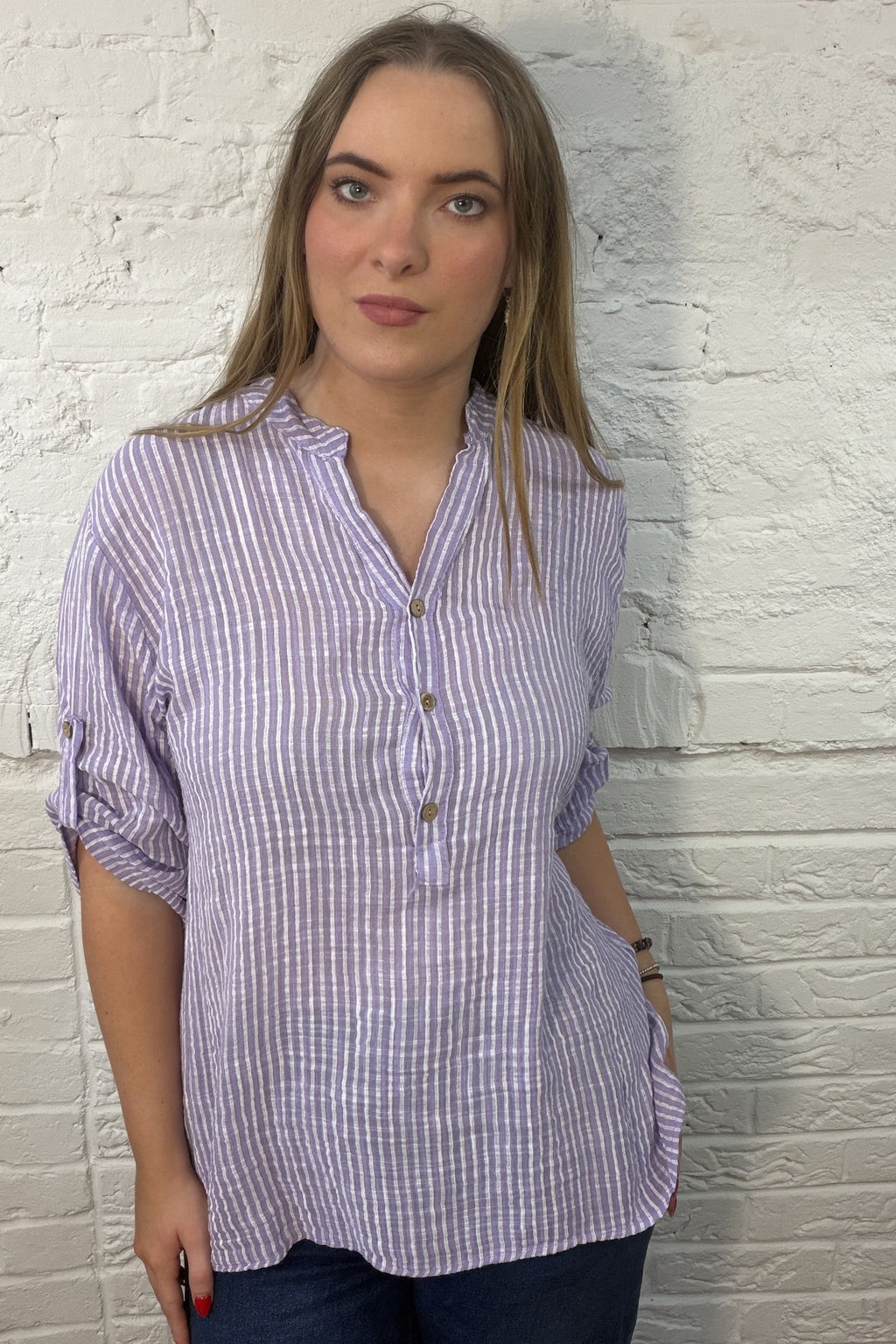 Masie Button Front Top