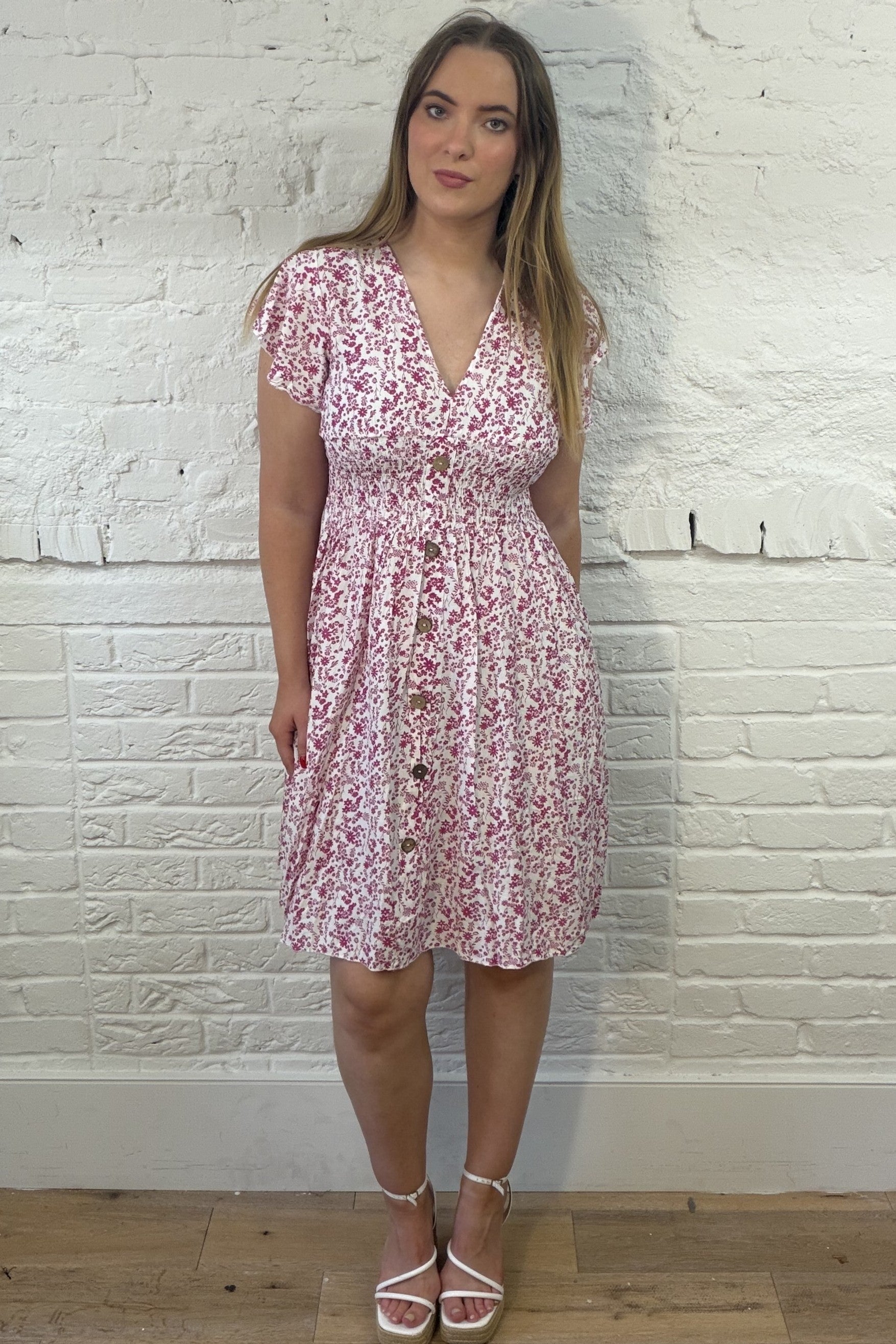 Floral Button Midi Dress