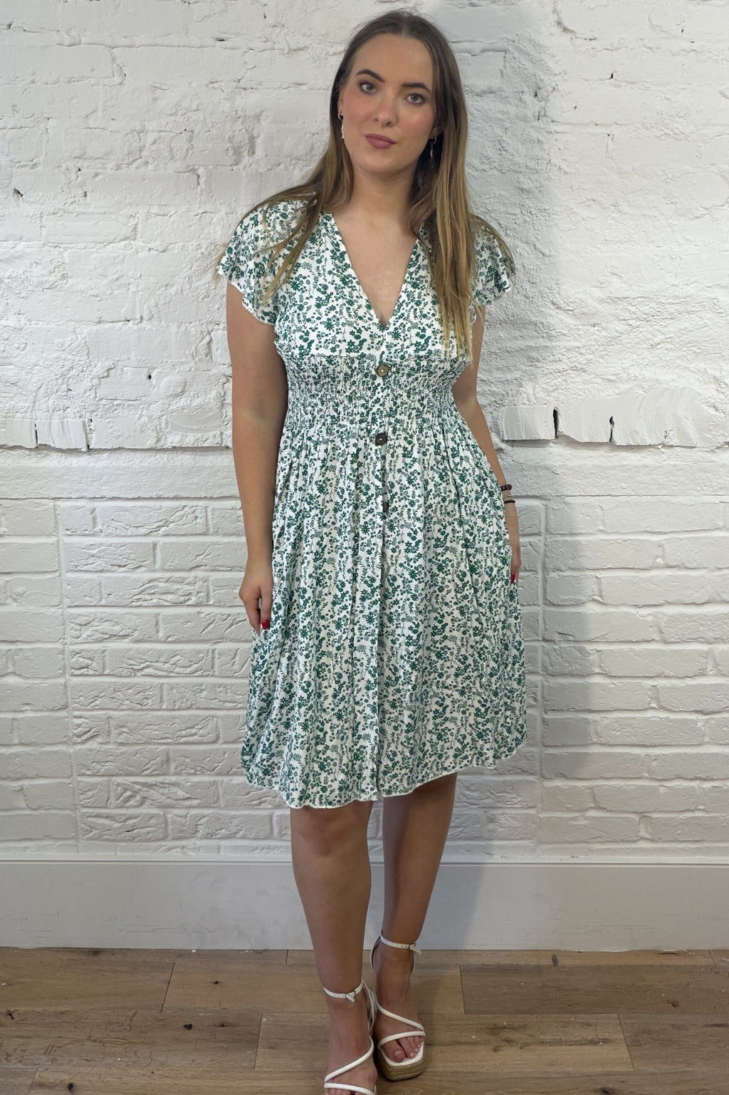 Floral Button Midi Dress