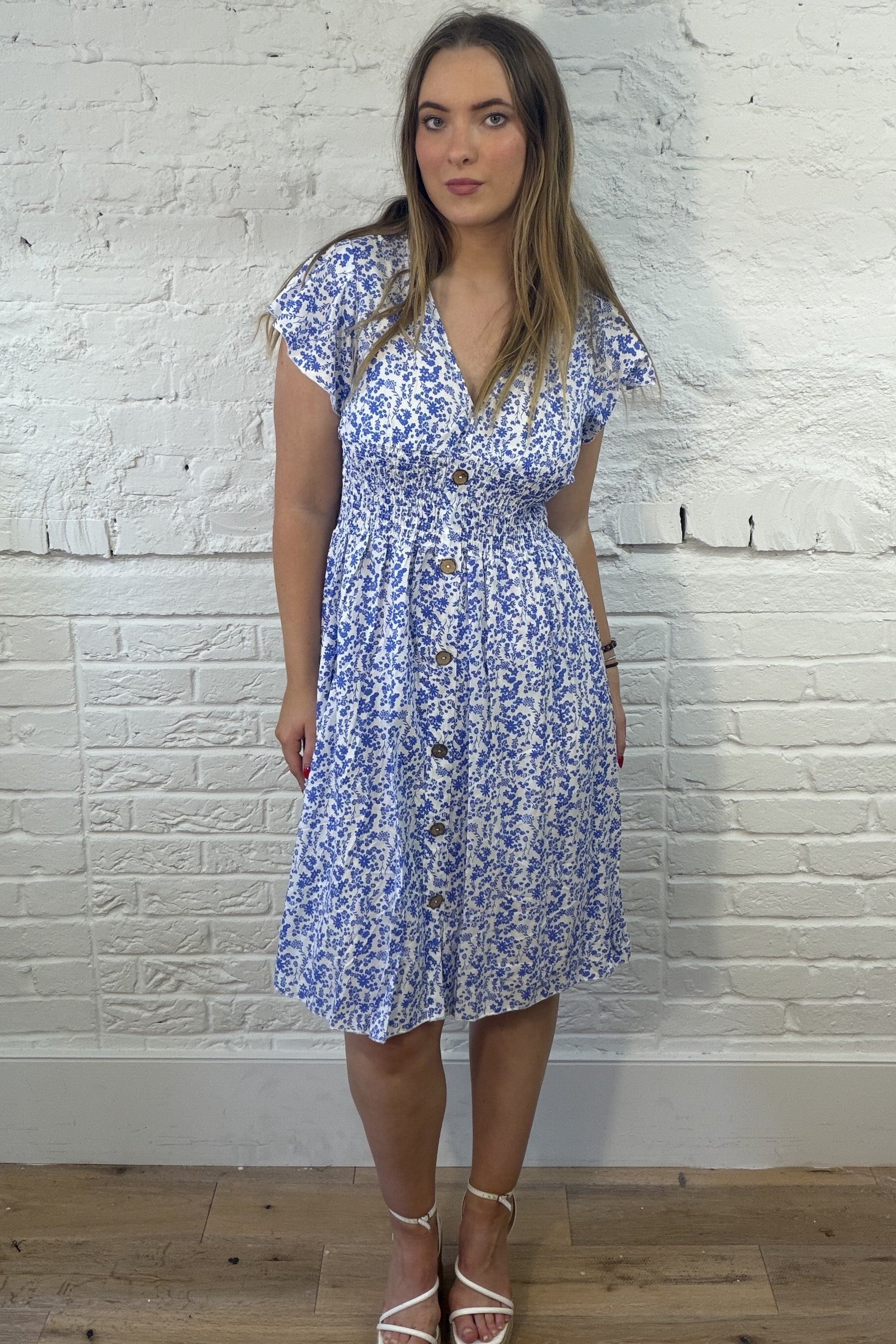 Floral Button Midi Dress