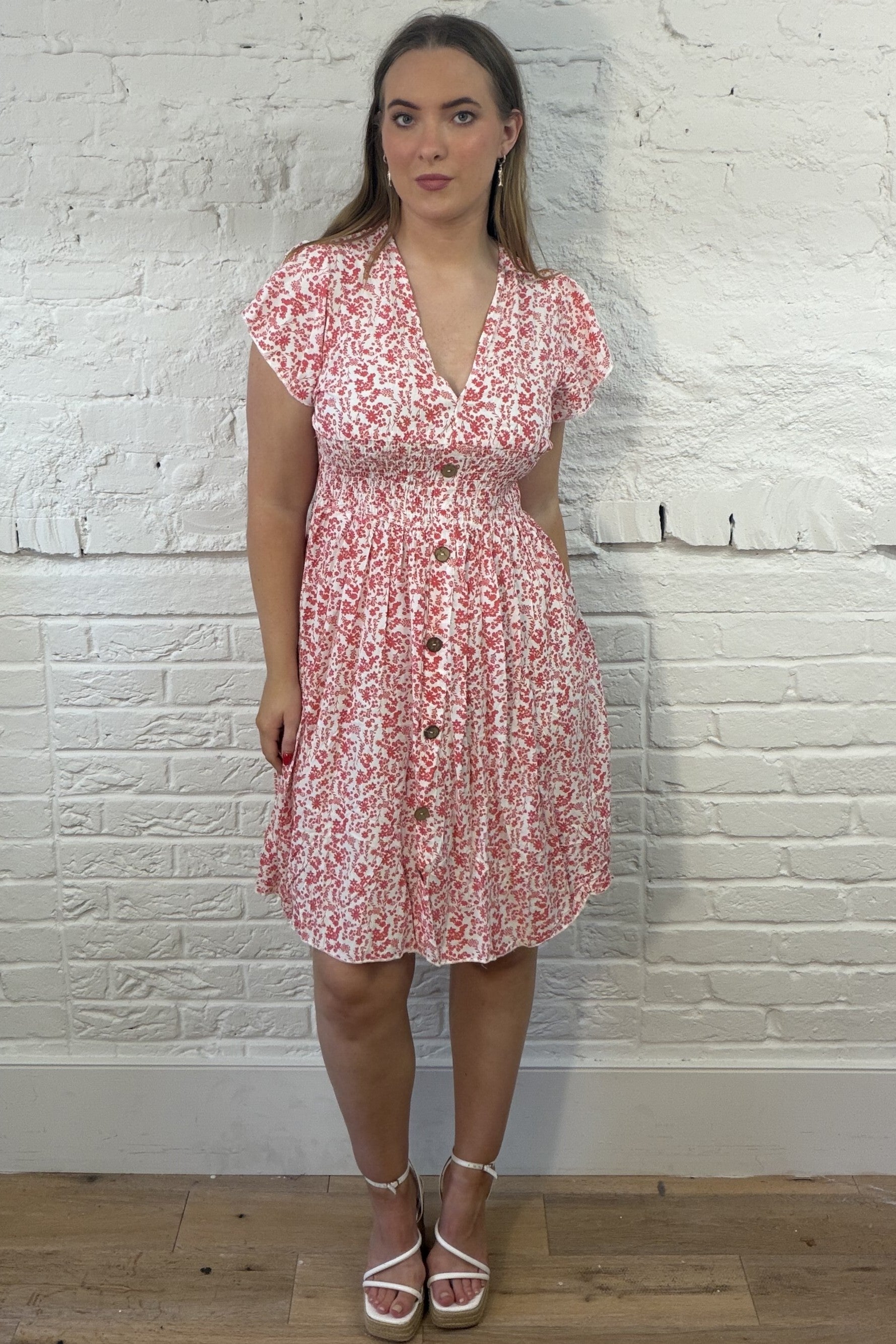 Floral Button Midi Dress