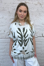 Abstract Botanical Print Shirt