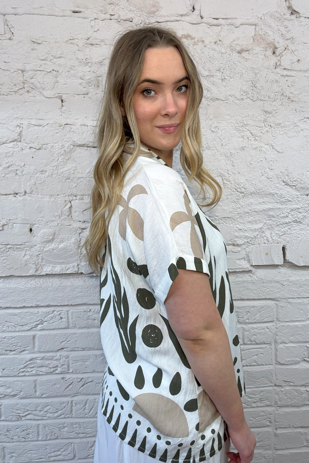 Abstract Botanical Print Shirt