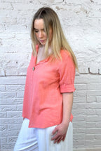 Front Button Detail Cotton Top