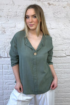 Front Button Detail Cotton Top