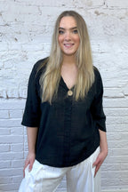 Front Button Detail Cotton Top