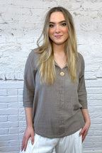 Front Button Detail Cotton Top