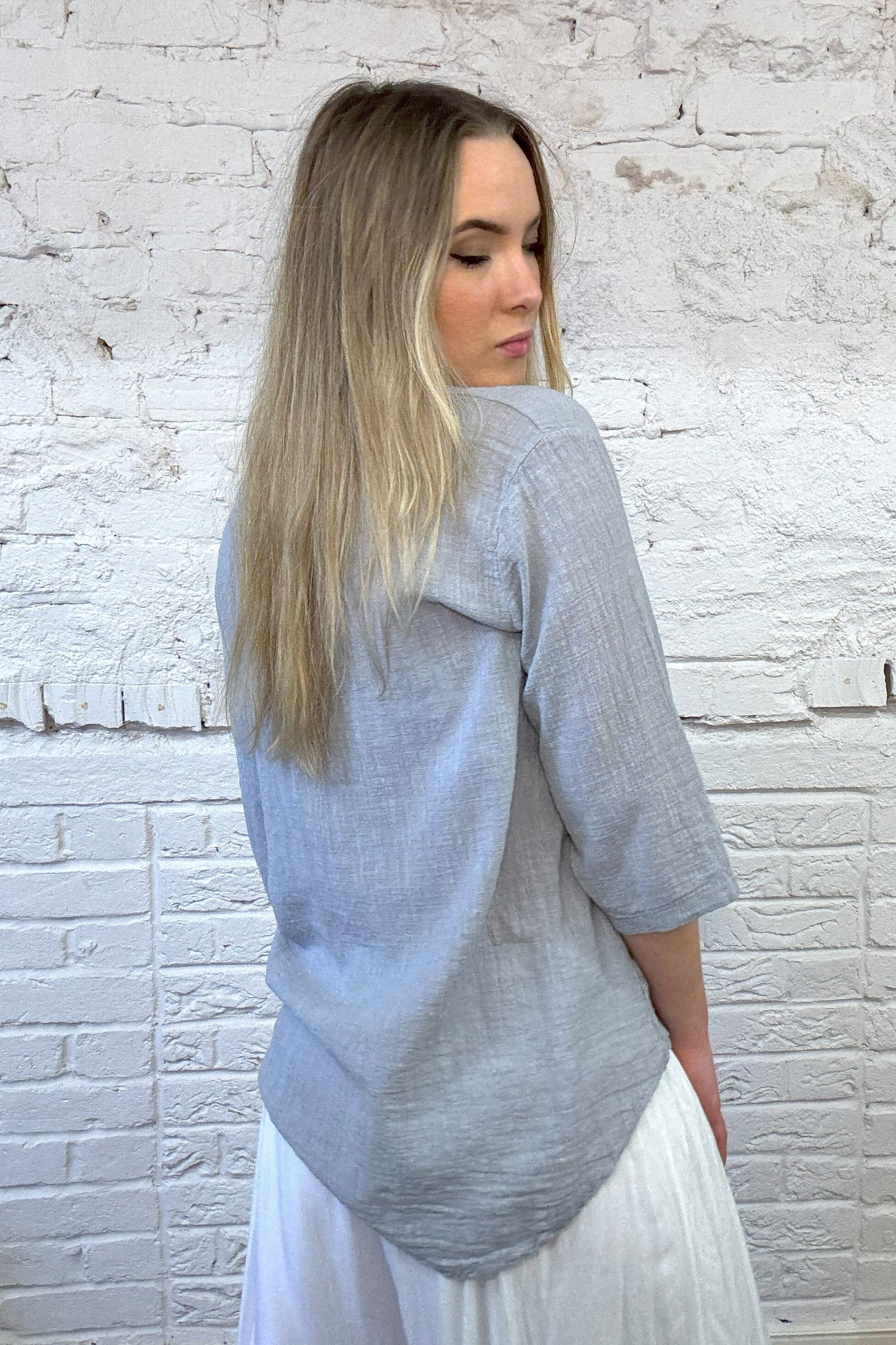 Front Button Detail Cotton Top