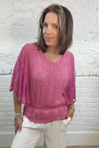 Embroidered Angel Sleeve Top