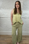 Cotton & Linen Mix Wide Leg Trousers