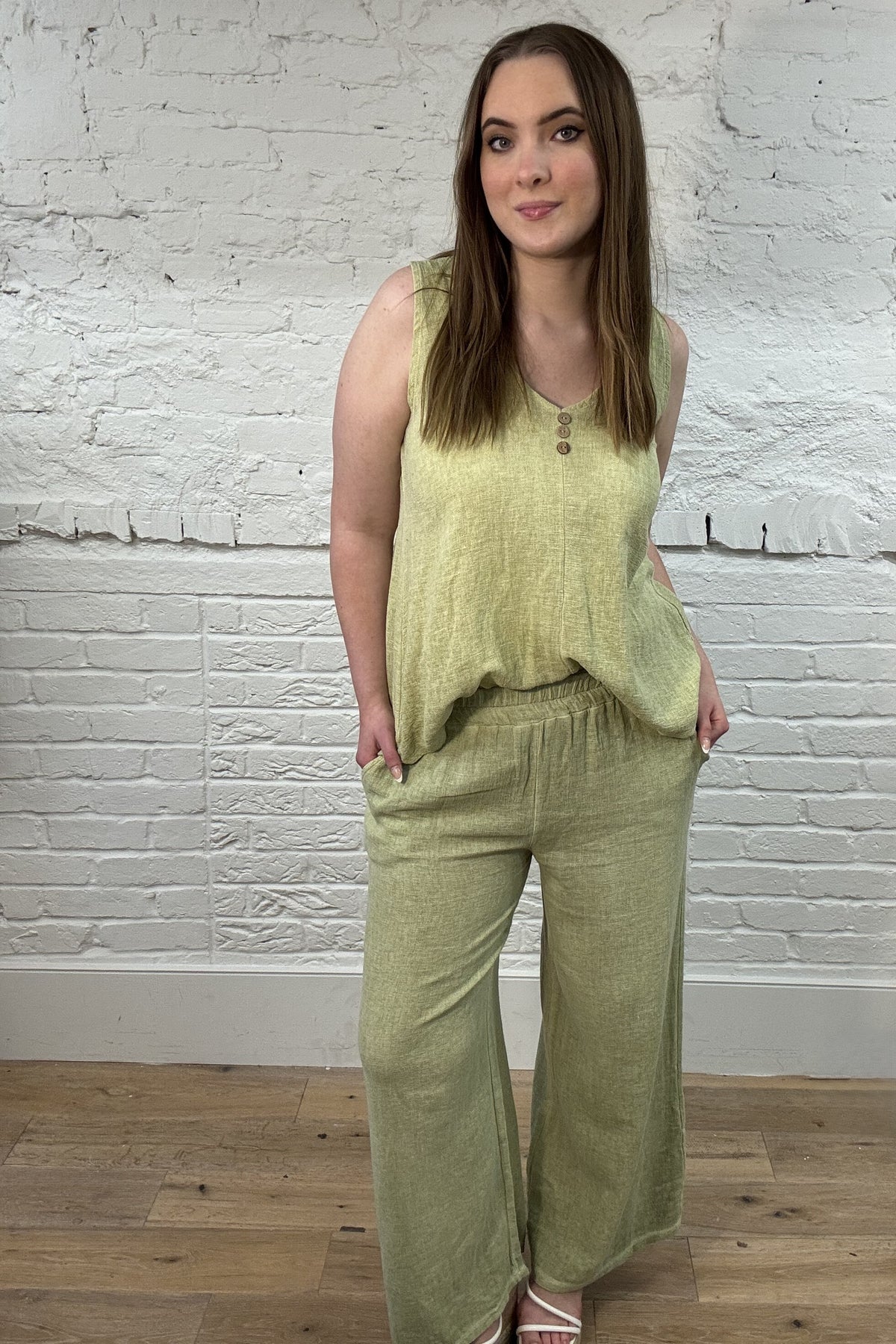 Cotton & Linen Mix Wide Leg Trousers